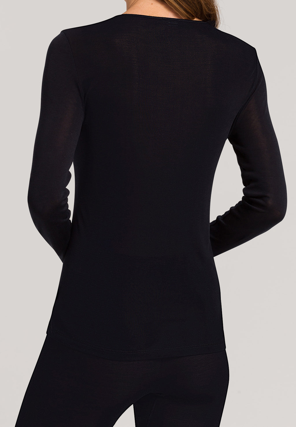 Pure Silk Fitted Silk Crew Neck Top | Black 71719-019