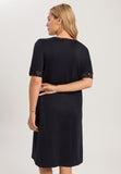 Moments Lace Trim Cotton Nightgown | Black 77040-019