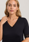 Moments Lace Trim Cotton Nightgown | Black 77040-019