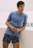 Cotton Sporty Cotton Boxers | Aqua Ink Leaves 73506-3025