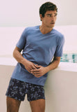 Cotton Sporty Cotton Boxers | Aqua Ink Leaves 73506-3025