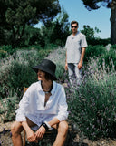 Night And Day Cotton Button Front Collared Shirt | Denim Stripe 75754-3108