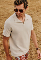 Loungy Summer S/Slv Shirt V-Neck | Warm Sand 75785-1200