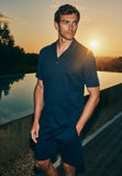 Night And Day Notch Collar Button Front Cotton Shirt | Deep Navy 75752-1610