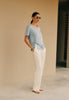 Natural Shirt Cotton Scoop Neck Top With Knot Detail | Sea Breeze 78402-2622