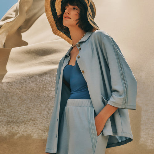 Pure Comfort Tencel™ Button Front Jacket | Sea Breeze 78479-2622
